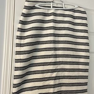 Calvin Klein white pencil skirt with navy stripes